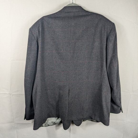 Robert Stock 52R Wool Blazer Sport Coat Men Gray Houndstooth Check Vintage - Picture 2 of 6